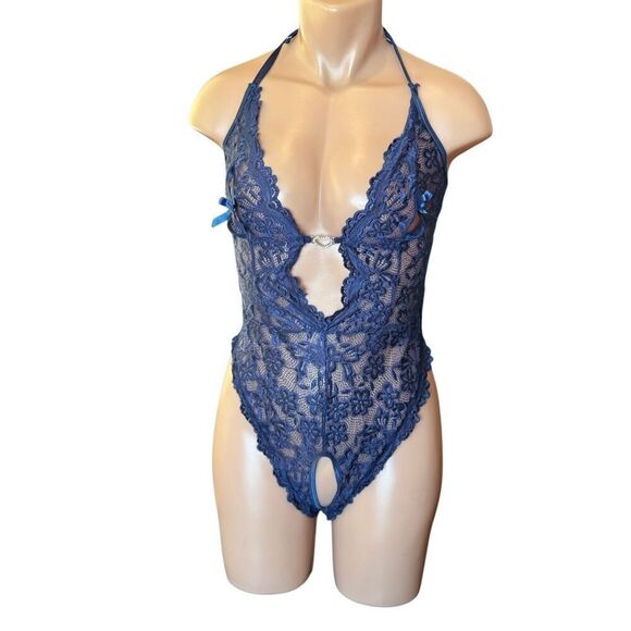 Blue Lace Teddy Lingerie - Picture 1 of 10